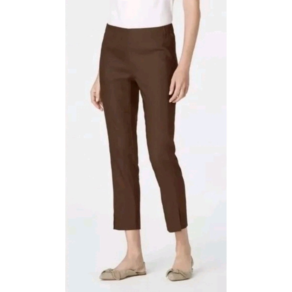 J. Jill Linen Stretch Pants Womens 1X Brown Tapered Pull On WPT150744